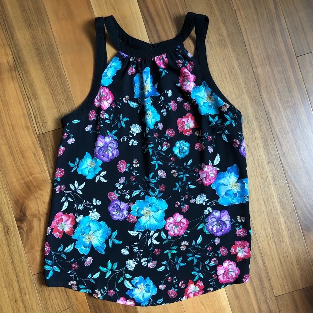 Floral Dress Shirt with Cutouts - S - Express